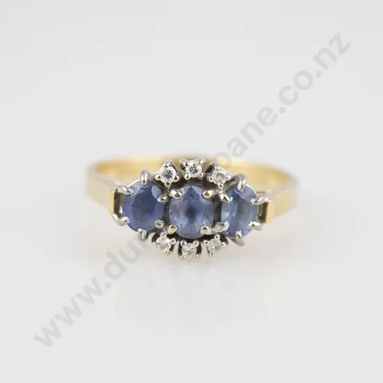 9ct Nine Stone Sapphire and Diamond Ring