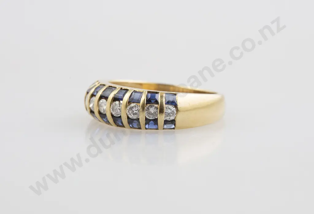 18ct 24stone Sapphire and Diamond Band Ring Image 1++