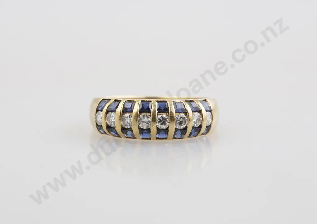 18ct 24stone Sapphire and Diamond Band Ring Image 1++