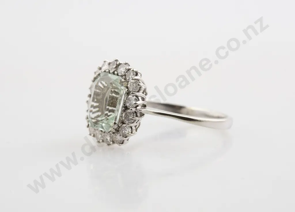 14ct 17stone Aquamarine and Diamond Cluster Ring Image 1++
