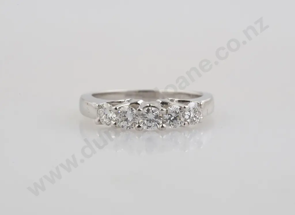 14ct White Gold Five Stone Diamond Bridge Ring Image 1++
