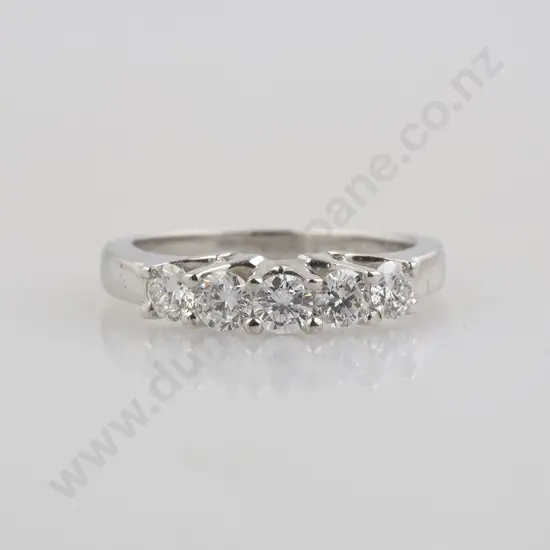 14ct White Gold Five Stone Diamond Bridge Ring