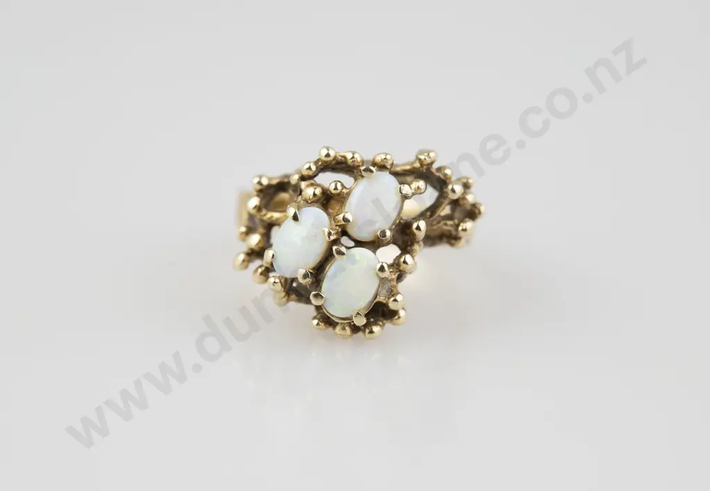 14ct Three Stone Milk Opal Dress Ring Image 1++