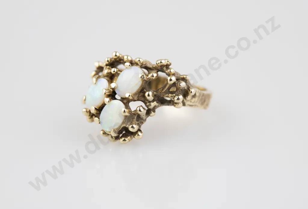 14ct Three Stone Milk Opal Dress Ring Image 1++