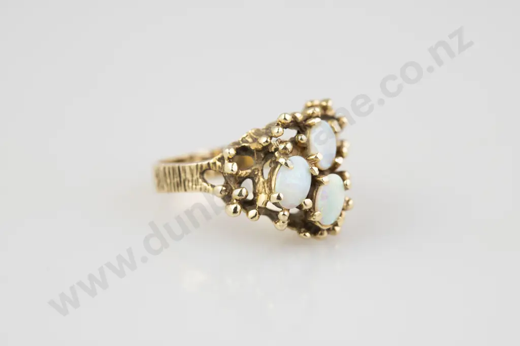 14ct Three Stone Milk Opal Dress Ring Image 1++