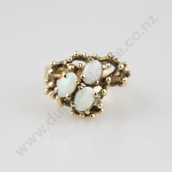 14ct Three Stone Milk Opal Dress Ring