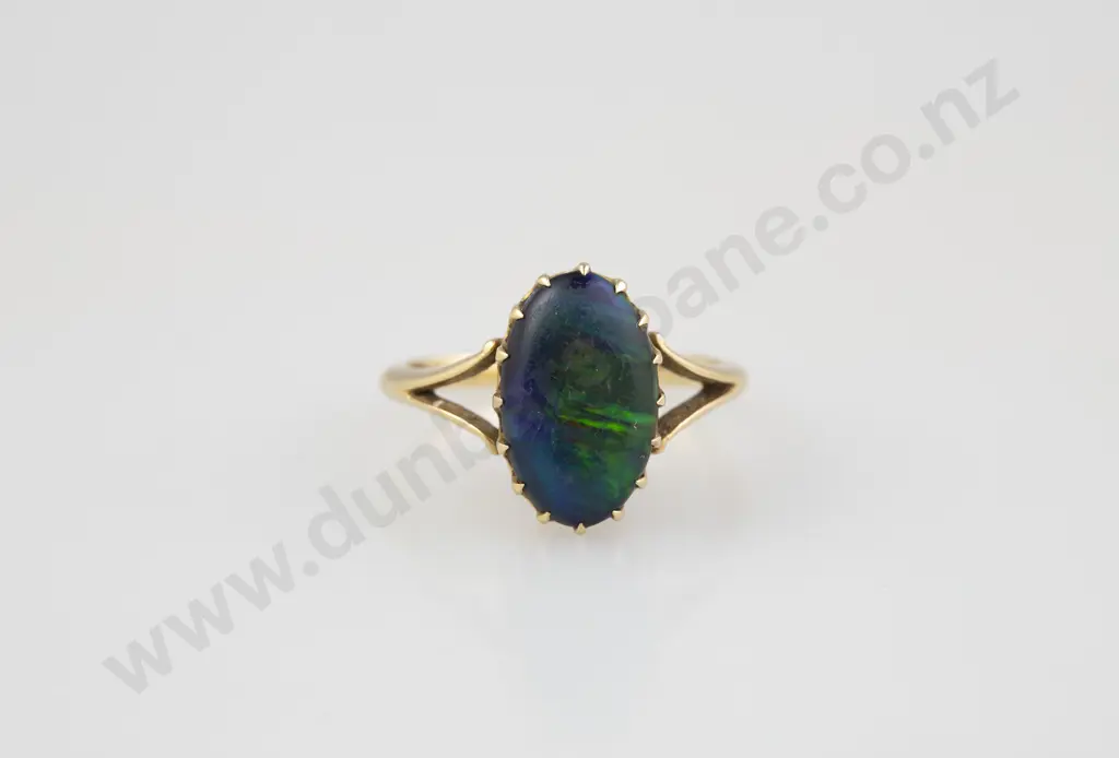 18ct Single Black Opal Ring Image 1++