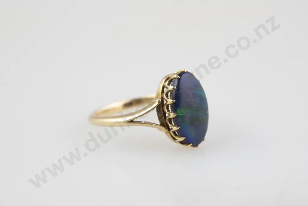 18ct Single Black Opal Ring Image 1++