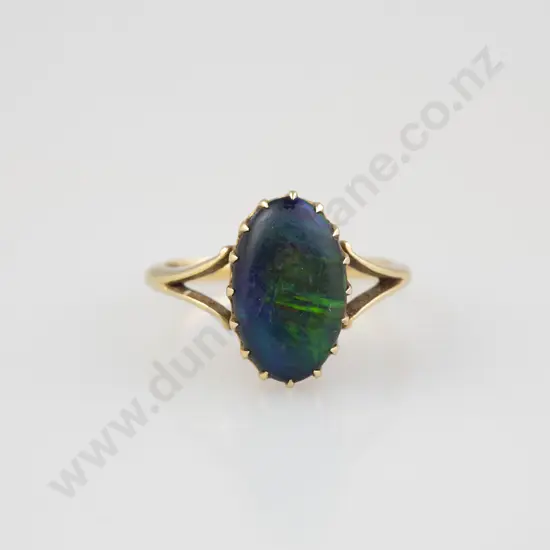18ct Single Black Opal Ring