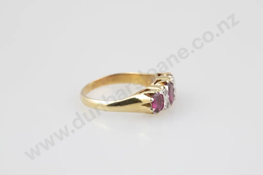 18ct Three Stone Ruby Bridge Ring Image 1++