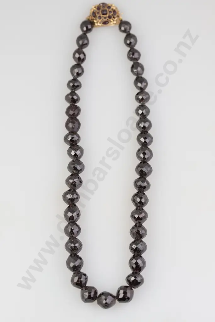Late C19th Single Strand Faceted Garnet Bead Necklace Image 1++