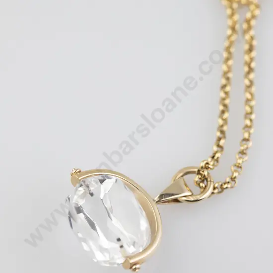 9ct Mounted Clear Crystal Swivel Fob on chain