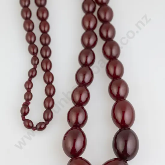 Edwardain Cherry Amber Single Strand Graduated Bead Necklace