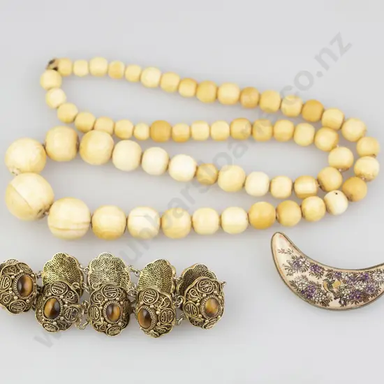 Silver Ornate Filigree Tiger-Eye Bracelet