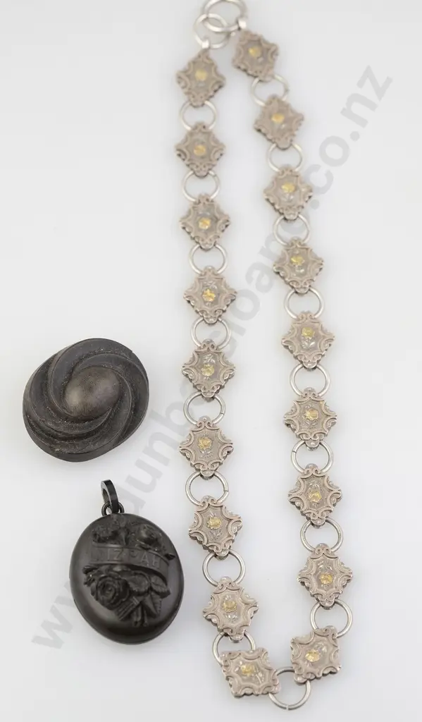 Victorian Fancy Silver Plate Locket Chain Image 1++