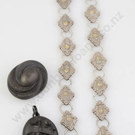 Victorian Fancy Silver Plate Locket Chain