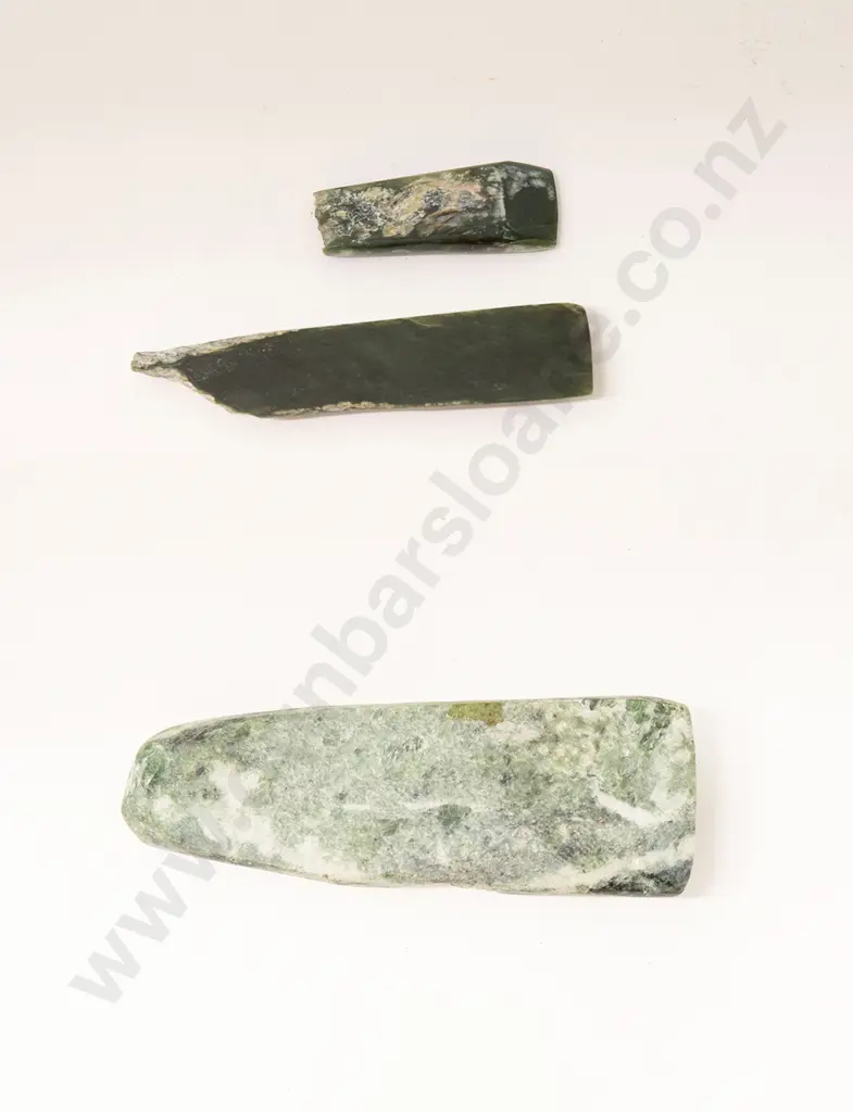 Three Greenstone Chisel Pieces and stone piece Image 1++