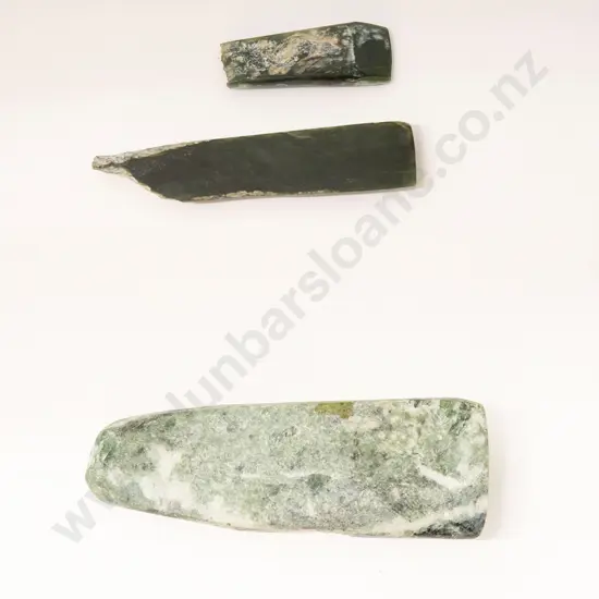 Three Greenstone Chisel Pieces and stone piece