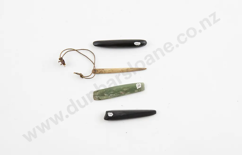 Three small Pounamu Whao/Chisel & small Bone Ngira/Needle (Y-Number Pending) Image 1++