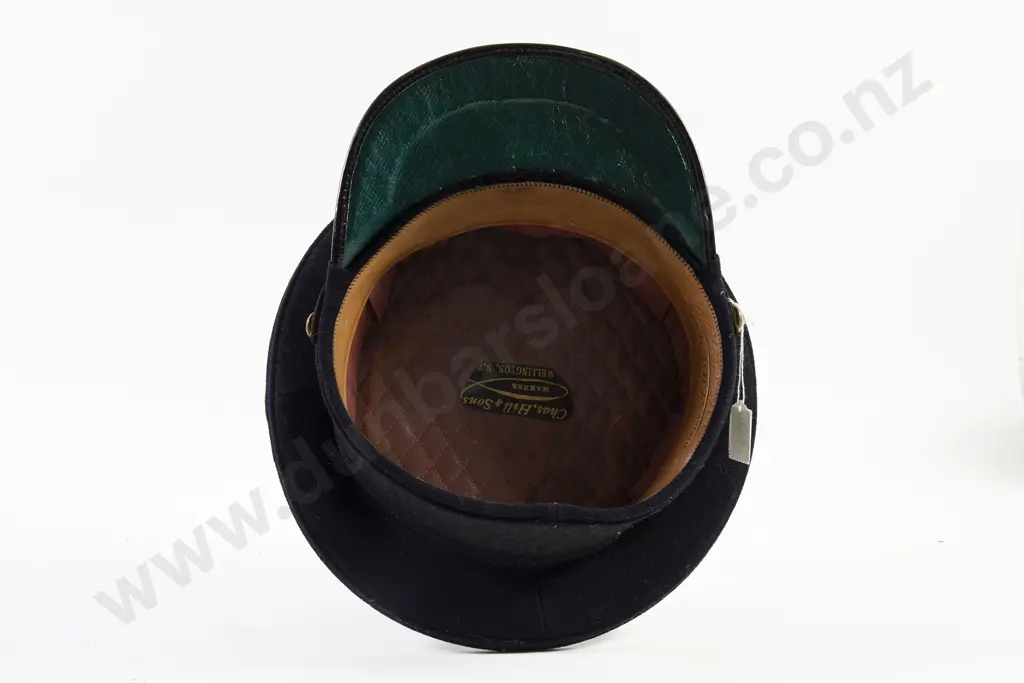 WWII Officer Peaked Stiff Black Dress Visor Caps Image 1++