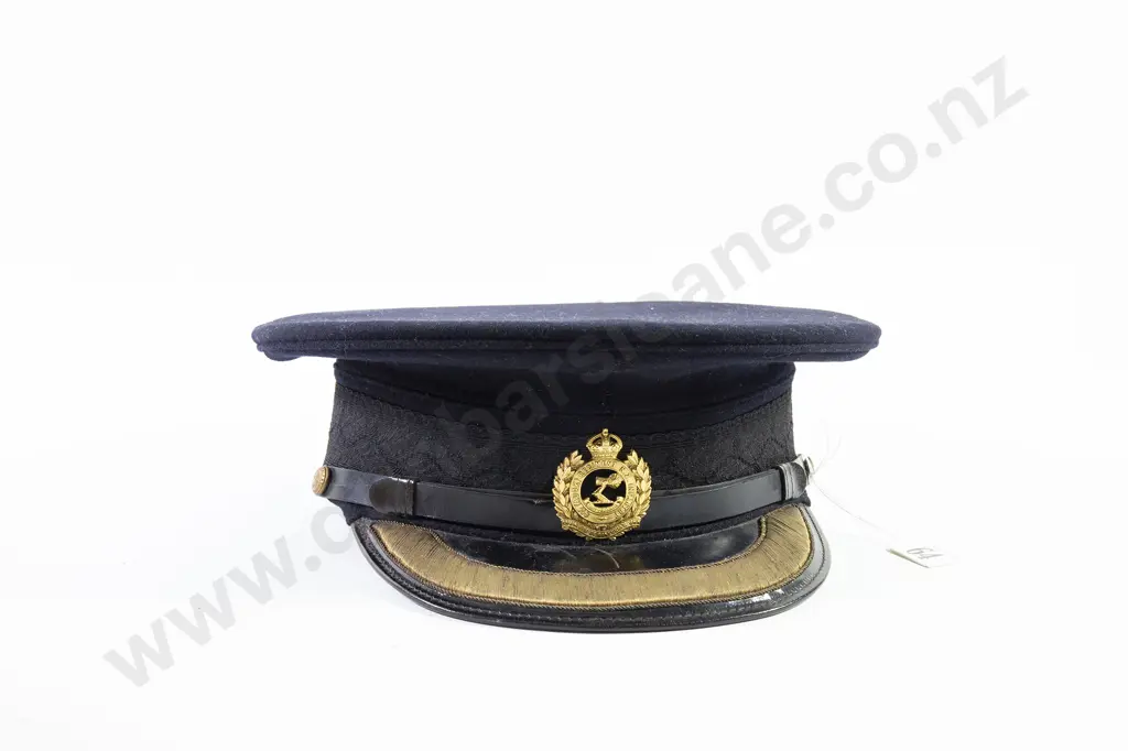 WWII Officer Peaked Stiff Black Dress Visor Caps Image 1++