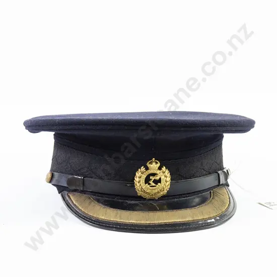 WWII Officer Peaked Stiff Black Dress Visor Caps