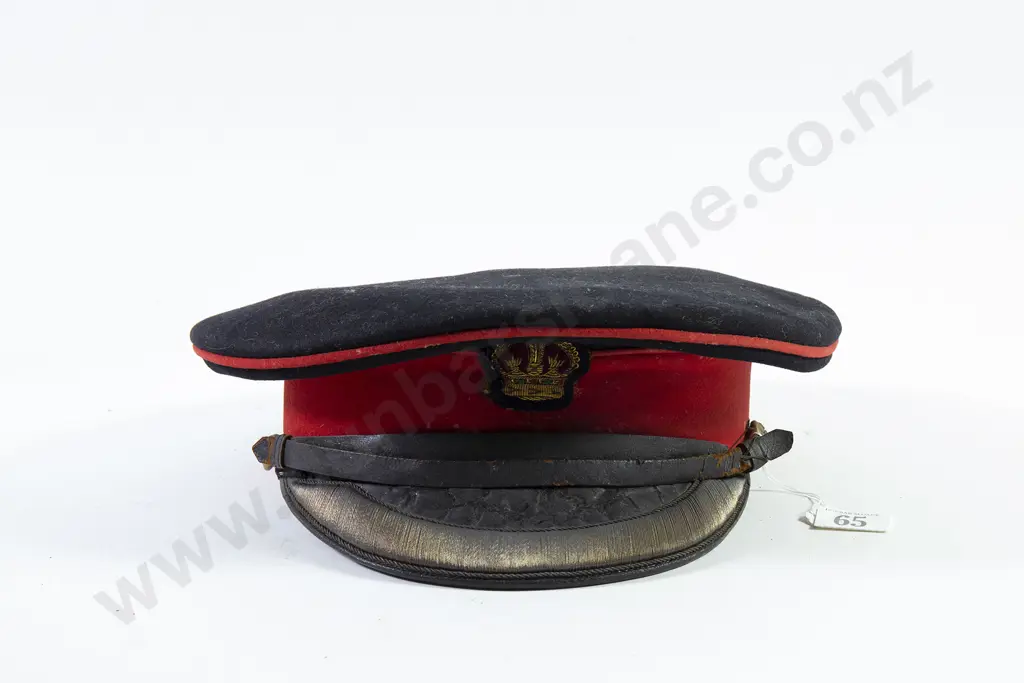 WWII Officer Peaked Black Dress Visor Cap Image 1++