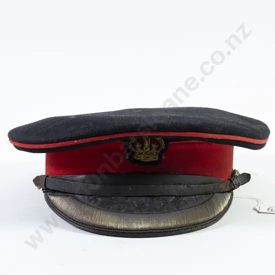 WWII Officer Peaked Black Dress Visor Cap