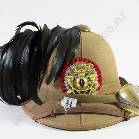 Post WWII Italian 8th Rgt Bersaglieri Pith Helmet