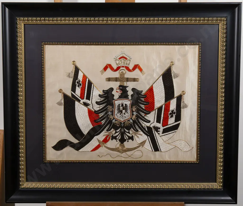 Early C20th (WWI) Imperial German Naval Embroidered Coat of Arms Image 1++
