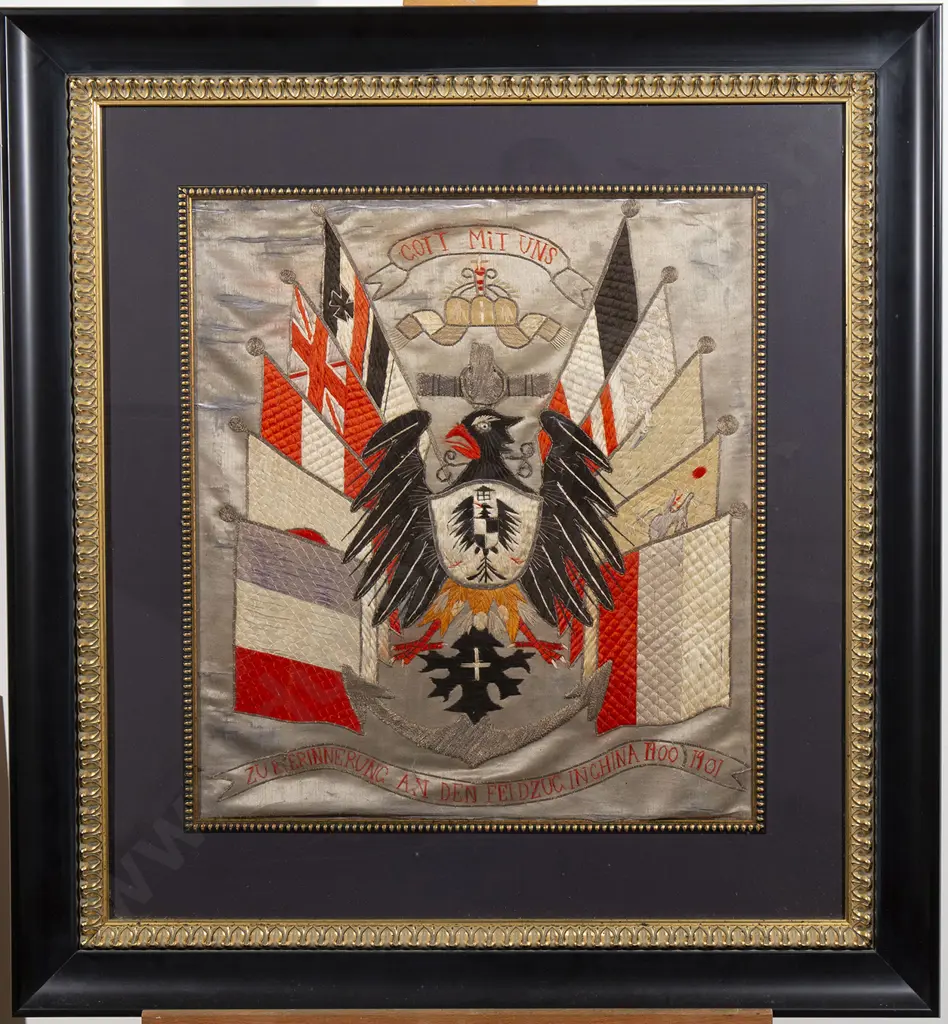 Early C20th (WWI) Imperial German Naval Embroidered Coat of Arms Image 1++