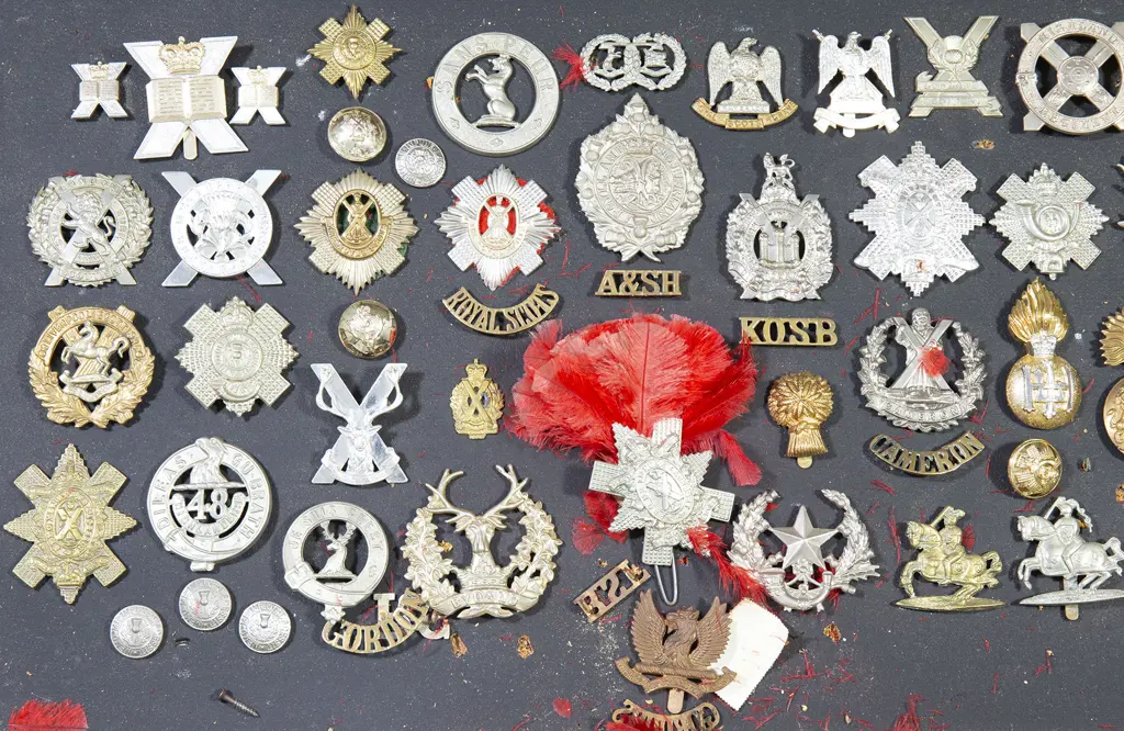Display Collection Mainly Scottish Military Insignia Image 1++
