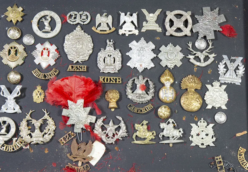 Display Collection Mainly Scottish Military Insignia Image 1++