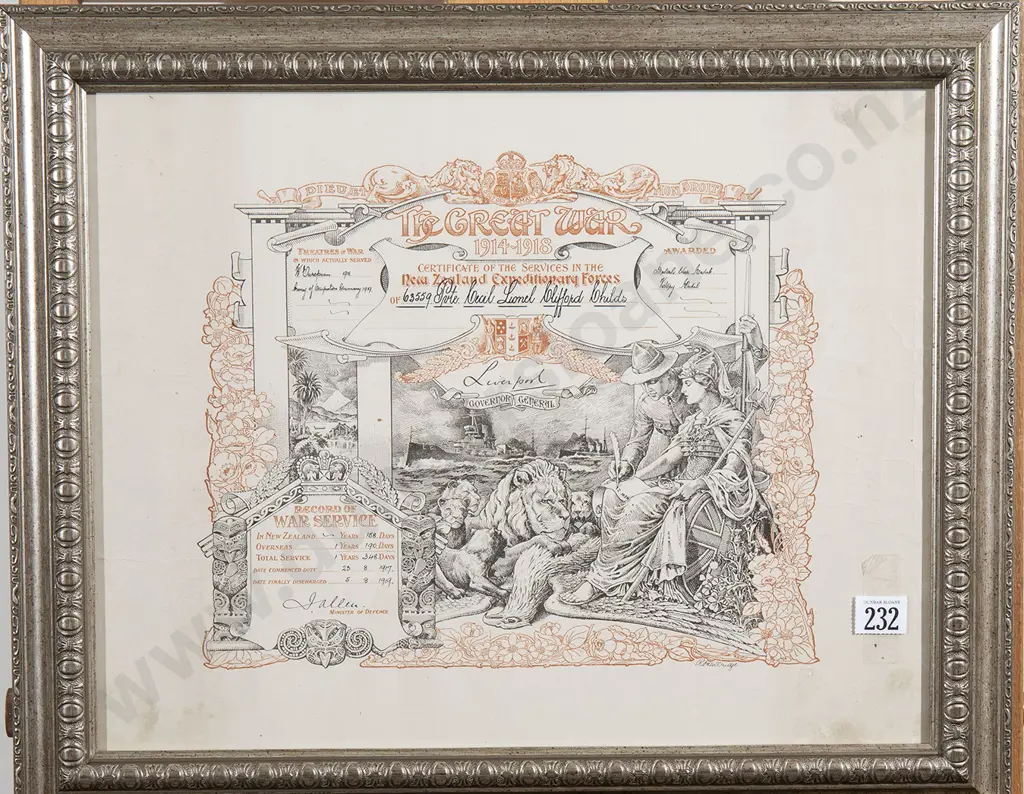 Framed WWI Service Certificate Image 1++