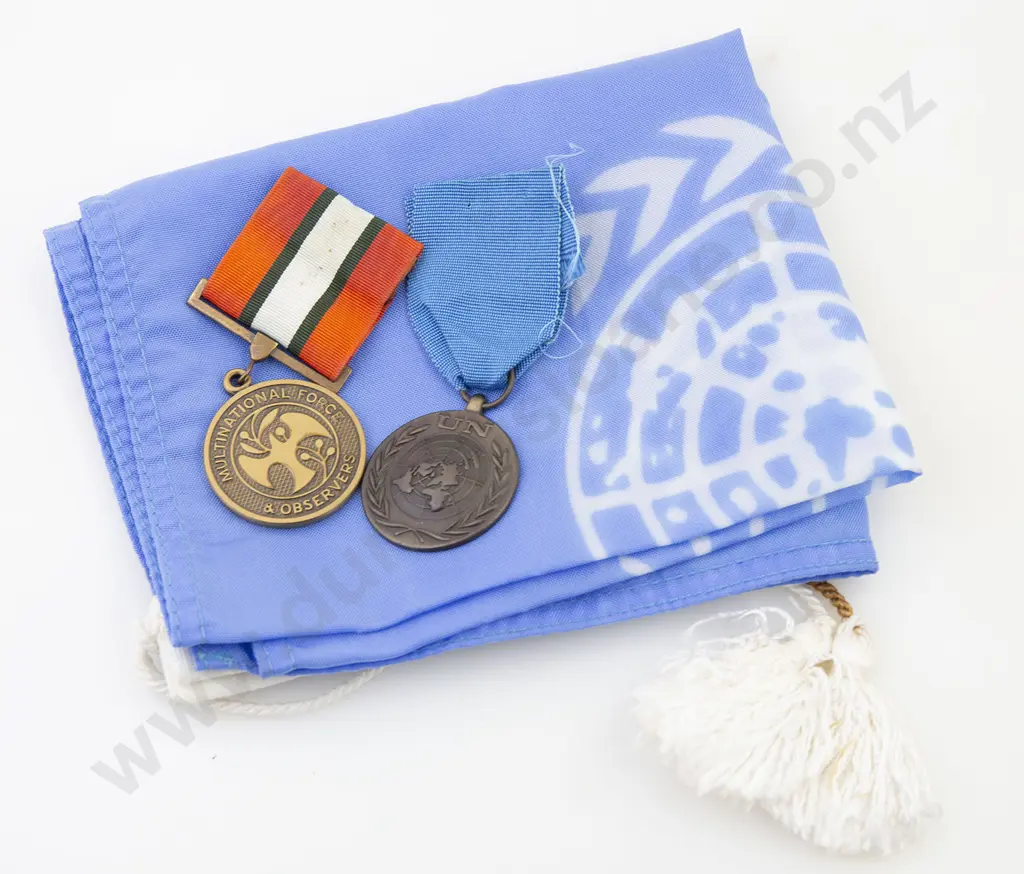Two UN Medals and Flag Image 1++
