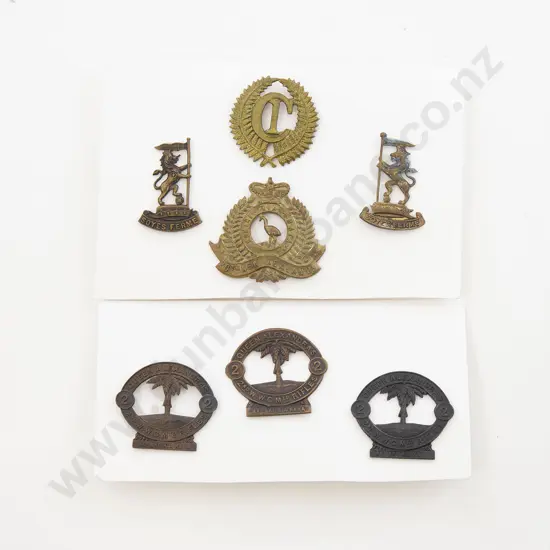 WWI NZ Regimental Cap and Collar Badges