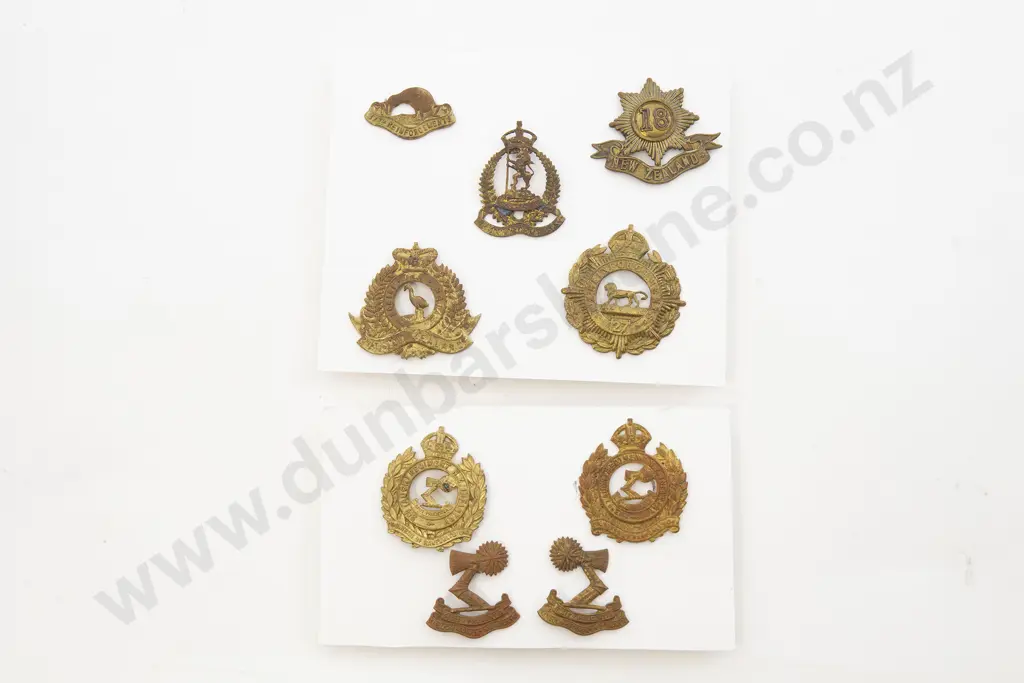 WWI NZ Regimental Cap and Collar Badges Image 1++