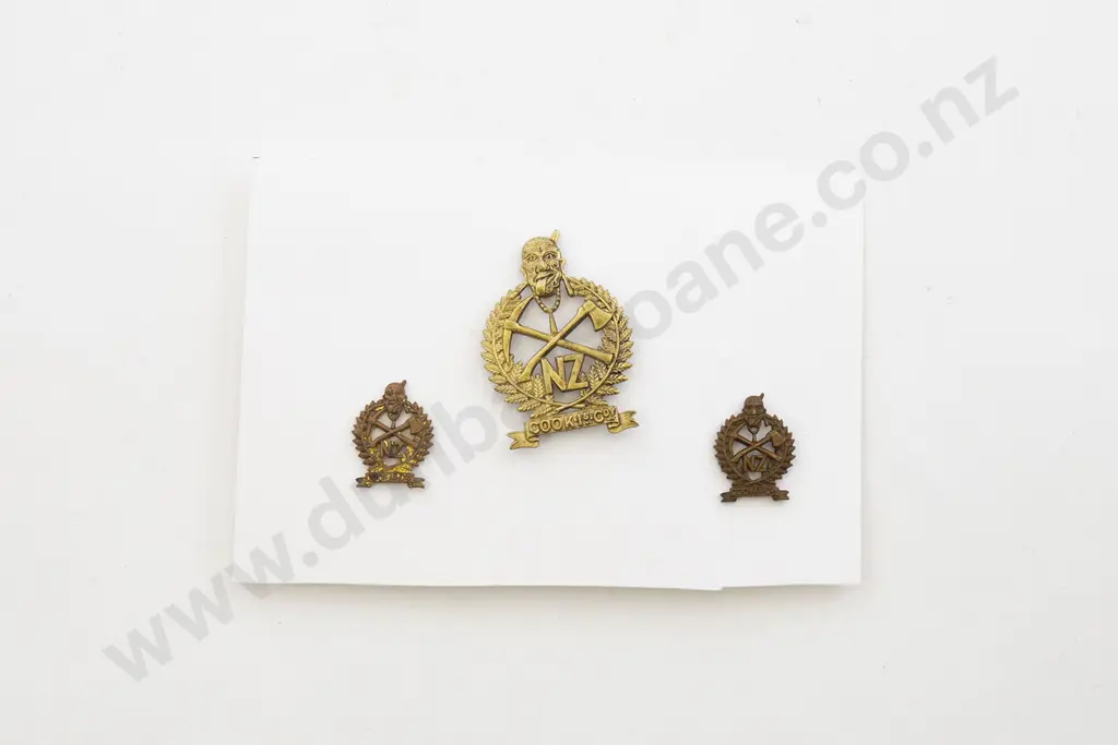 WWI Cook Islands Company Cap Badge and Two Collar Image 1++