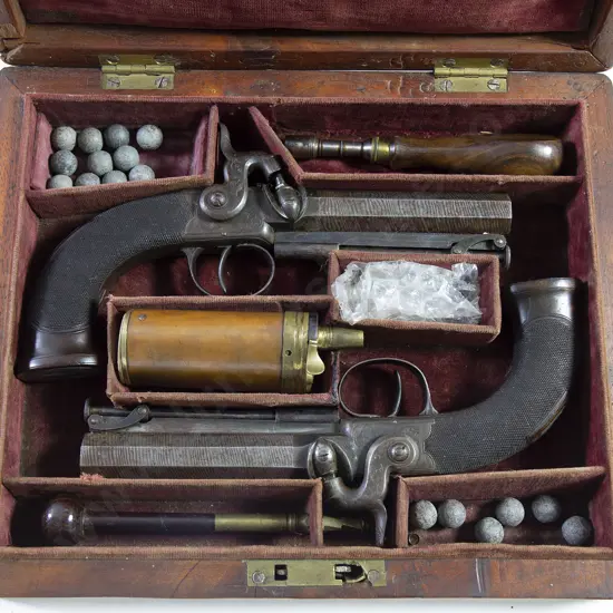 C19th Cased Pair Percussion Pistols