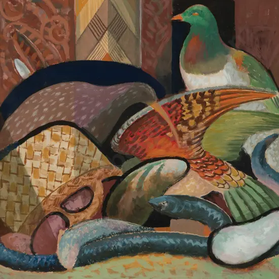 John Weeks (1888-1965) - Maori patterns & native birds