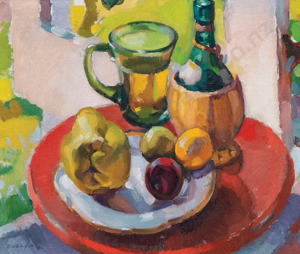Evelyn Page (1899-93) - Still Life with Fruit and Wine Image 1++