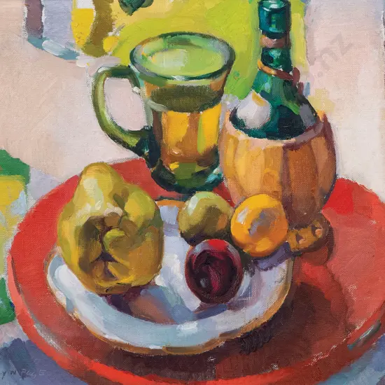 Evelyn Page (1899-93) - Still Life with Fruit and Wine