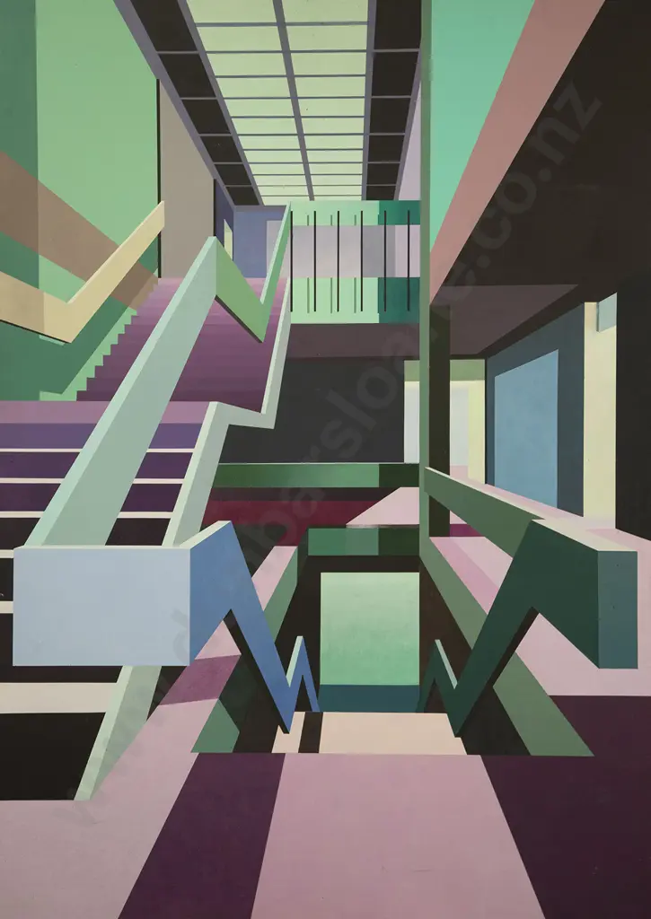 Ben Johnson (British b 1946) - Interior with Staircase II Image 1++