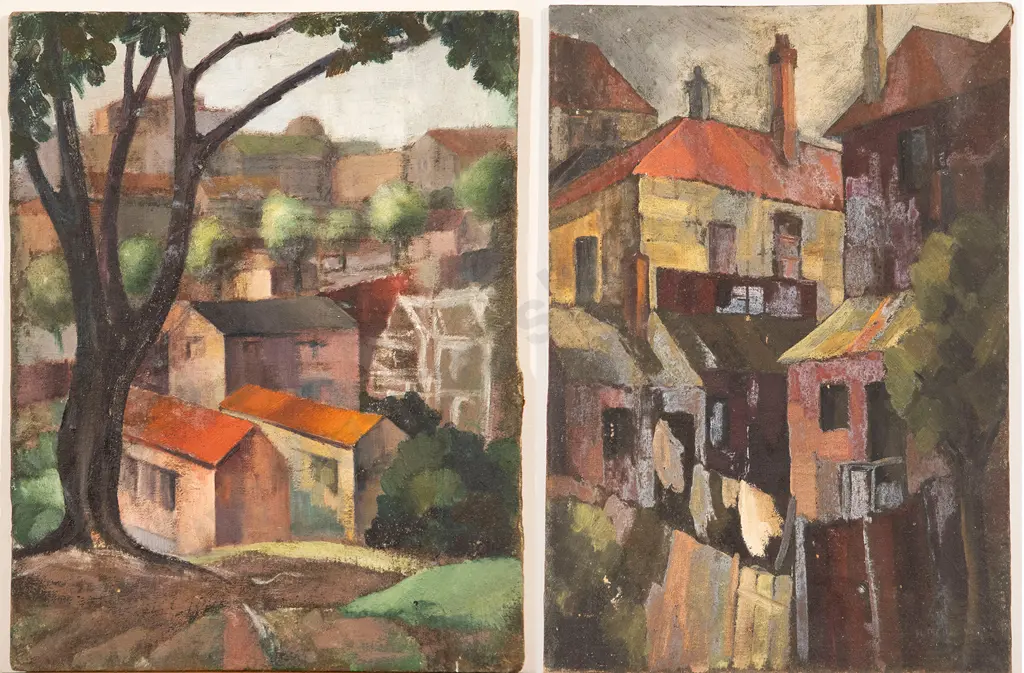 John Weeks (1888-1965) - Untitled (Roof Tops & House Study) (2) Image 1++