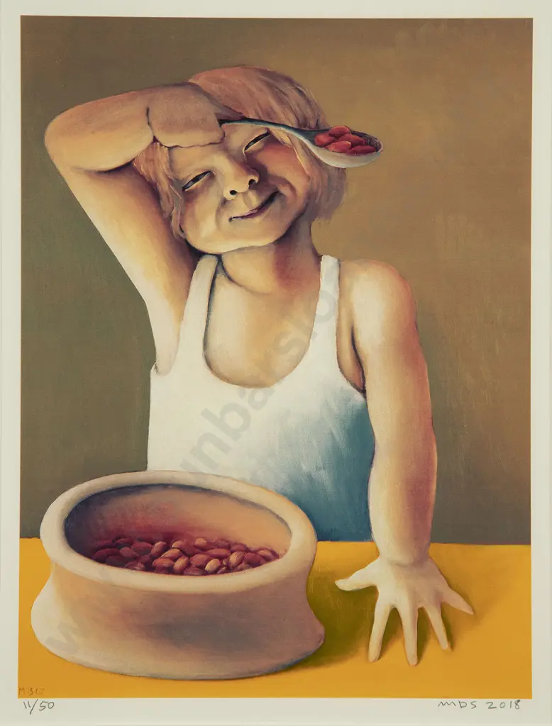 Michael Smither (b 1939) - Sarah Eating Baked Beans Image 1++