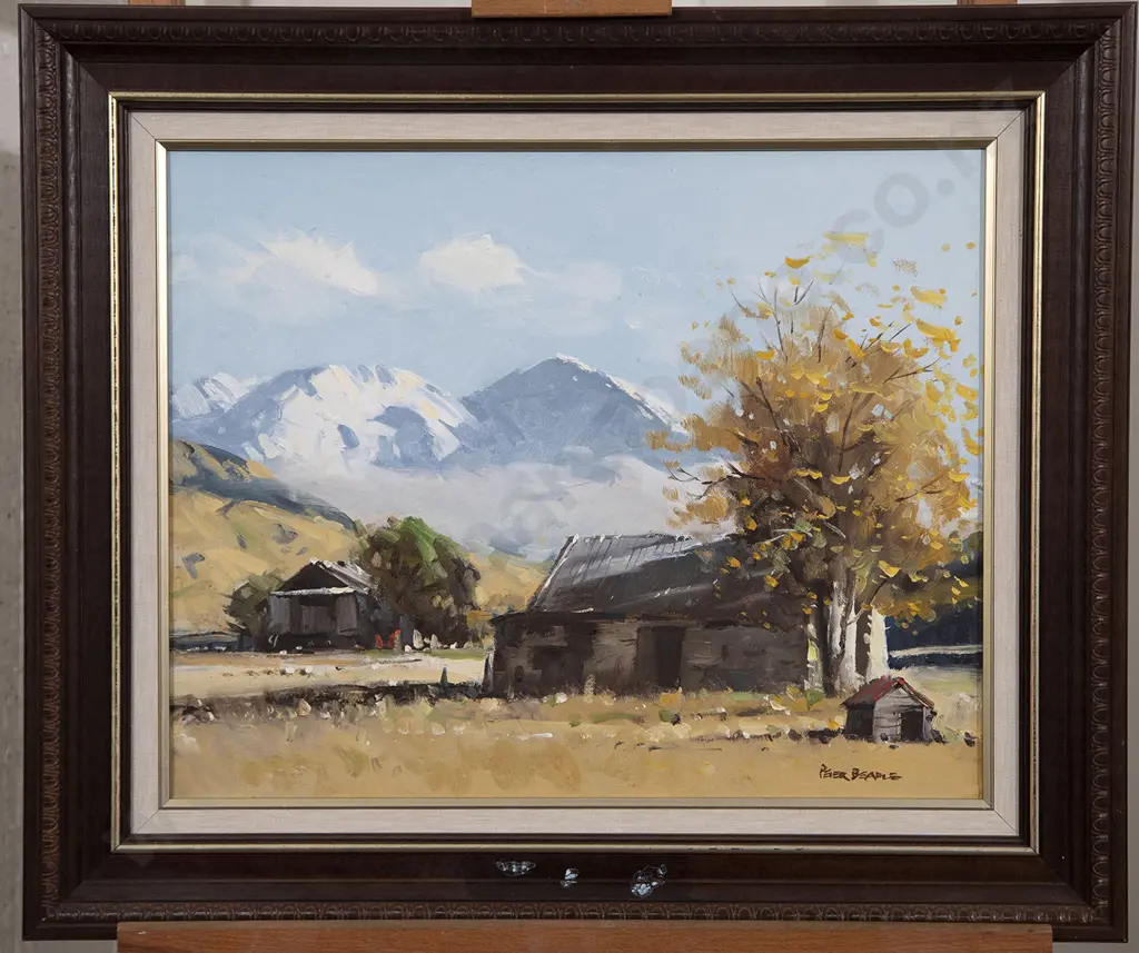 Peter Beadle (b 1933) - Stone Cottage & Woolshed Lindis Pass Image 1++