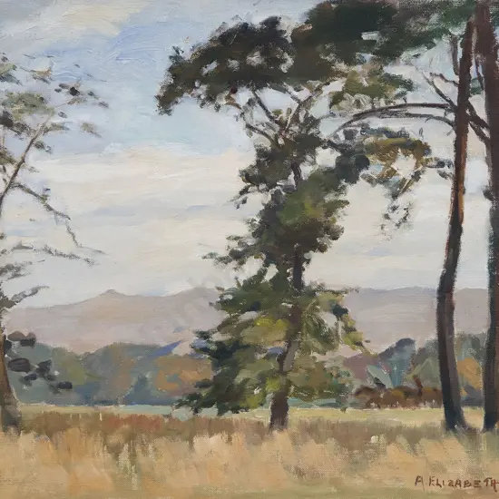 Annie Elizabeth Kelly (1877-1946) - Through the Trees in North Hagley Park