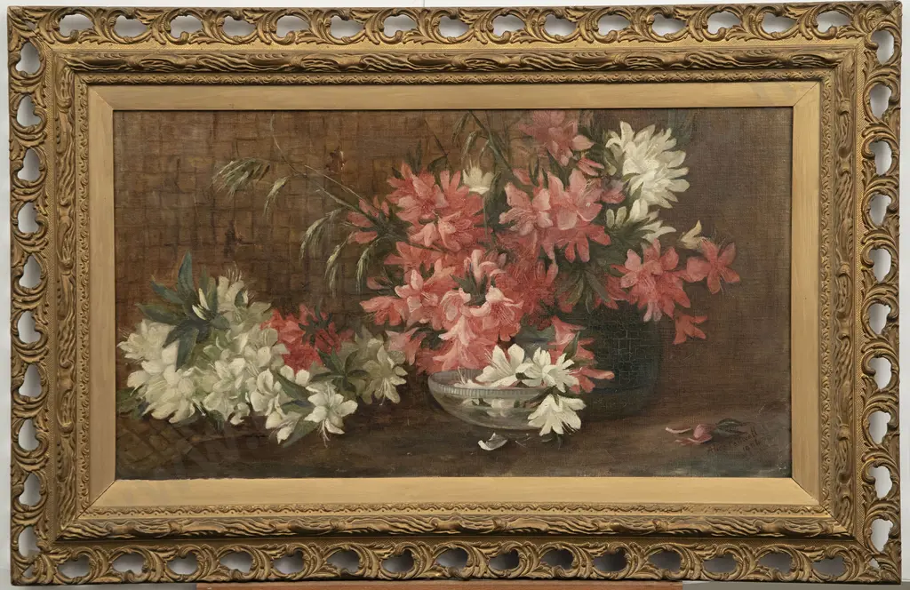 Alice Whyte (1880-1952) - Still Life with Pink & White Blooms Image 1++