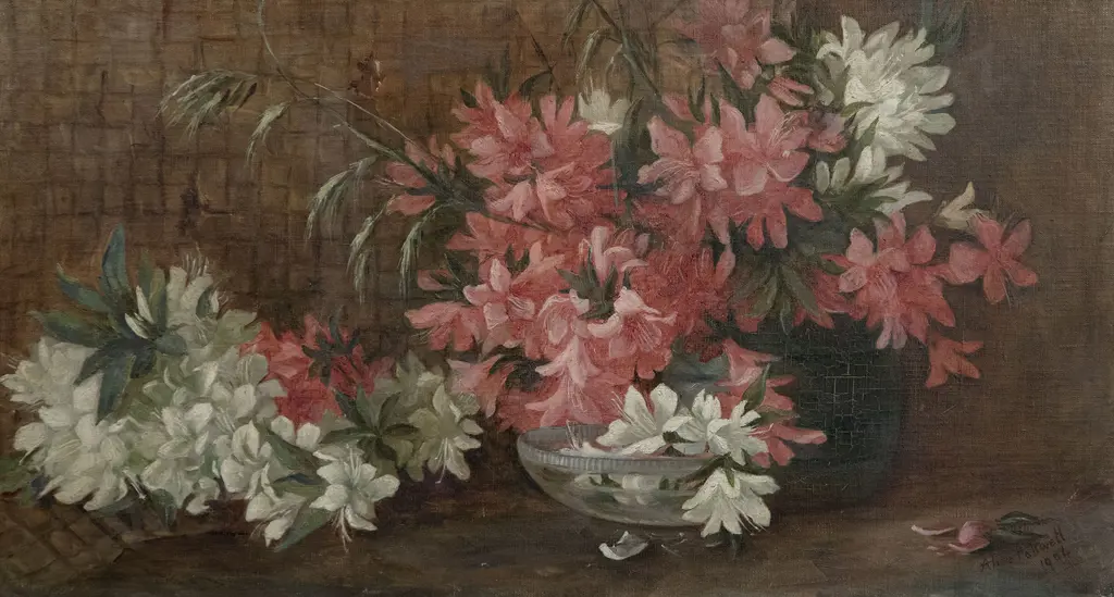 Alice Whyte (1880-1952) - Still Life with Pink & White Blooms Image 1++
