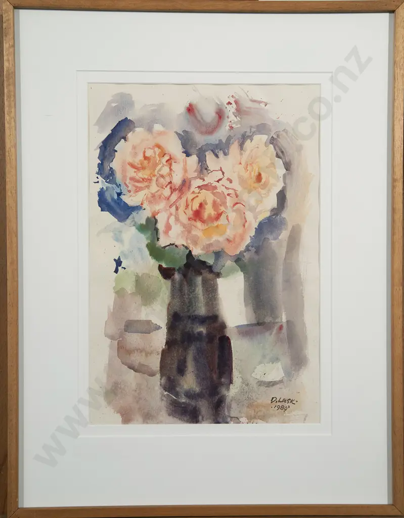Doris Lusk (1916-90) - Still Life with Pink Roses Image 1++